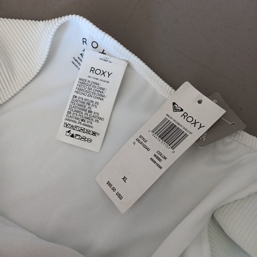 NEW Roxy Bright White Mind Of Freedom‎ Off-Shoulder One-Piece Swimsuit XL Travel - Picture 9 of 11